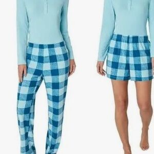 Eddie Bauer Light Blue and Teal Waffle Fleece Sleep Set